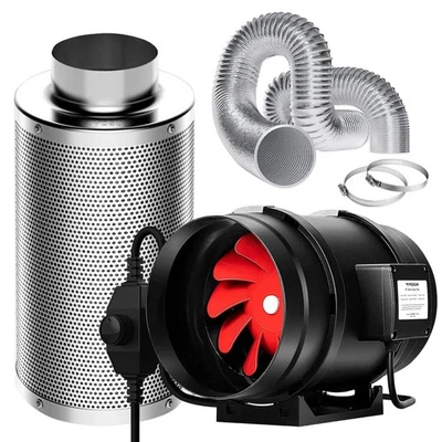 VIVOSUN Kit di scarico 200 mm ventilatore tubolare, 1223 m³/h, motore CE, per interni, tenda da coltivazione