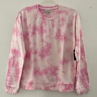 Lucky Brand Tie Dye Sweatshirt Women's M Pink Pullover Crew Neck Casual Cozy NWT - Image 1 of 4