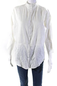 Elizabeth and James Womens Half Button Down Shirt White Cotton Size Extra Small - Picture 1 of 7