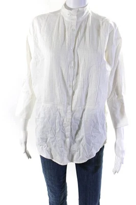 Elizabeth and James Womens Half Button Down Shirt White Cotton Size Extra Small - Image 1 of 4