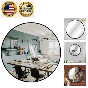 Handcrafted 20-Inch Matte Black Round Mirror – Perfect for Bathroom & Entryway - Picture 1 of 10