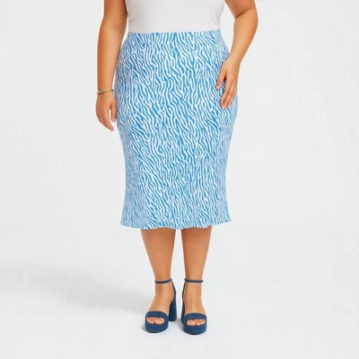Saia DVF Diane Von Furstenberg X Target linha A galho marinho azul plus size 3X - Imagem 1 de 4