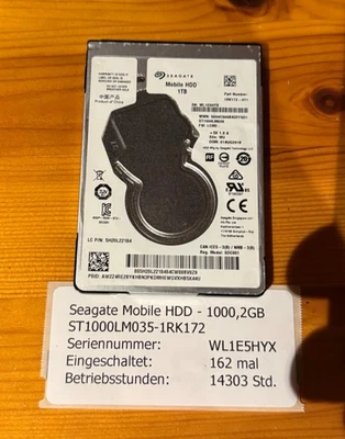 Seagate Mobile HDD 1TB ST1000LM035 SATA 3, 2,5 Zoll Interne Festplatte - Bild 1 von 3
