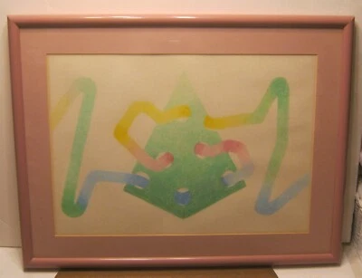 Maravilloso DIBUJO A CRAYÓN Geométrico Abstracto Mate y Enmarcado SIN FIRMAR ¡¡¡Bonito!!!! Foto 1 de 3