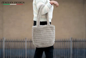 Grey Sherpa Woolen Tote Bag - Stylish, Eco-Friendly, Durable and Handcrafted - Picture 1 of 7