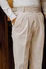 Men's Vintage Corduroy Gurkha Trousers High Waist Straight Pleated Naples Pants