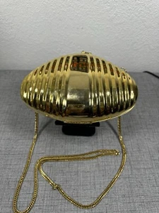 "Cartera de hombro con estuche rígido de metal dorado vintage de 7""" - Imagen 1 de 7