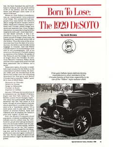 1929 DESOTO ~ ORIGINALE 8 PAGINE 1981 ARTICOLO/ANNUNCIO - Foto 1 di 2