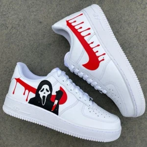 Ghost Face Custom Air Force 1’s (Red/black) Halloween - Picture 1 of 6