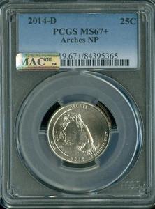 2014 D ARCHES PARKS QUARTER PCGS MS67 + PLUS 2ND FINEST GRADE MAC  .  - Picture 1 of 2