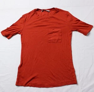 Mango Women's Round Neck Rib Knit Short Sleeve T-Shirt w/Pocket LB3 Russet Small - Picture 1 of 3