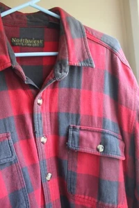 Northwest Winter Weight Hemd Herren 2XL läuft XL 50 rot kariert Baumwolle Knopf - Bild 1 von 7