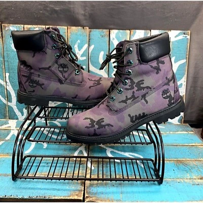 Новый TIMBERLAND 6» переливающийся черный,/фиолетовый камуфляж ботинки A25E3 женщины размер 9,5 - Изображение 1 из 4