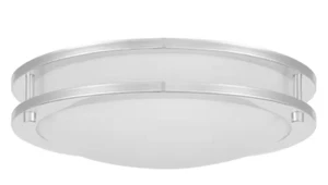 READ! Hampton Bay Flaxmere 12 in. Chrome Dimmable LED Flush Mount Ceiling Light - Picture 1 of 9