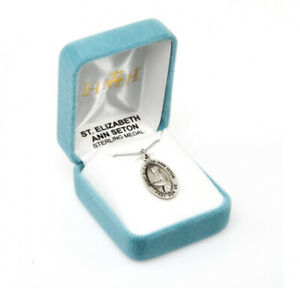 St. Elizabeth Ann Seton Sterling Silver Oval Medal, Gift Box, .9", US Made