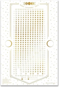 Moon Calendar 2025 - White Vertical - Lunar Phases Tracker - 12 x 18 inch - Picture 1 of 7