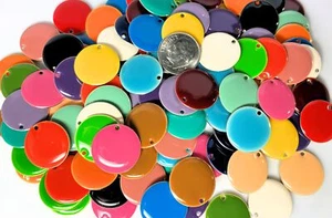 40 Silver Plated & Epoxy Double Sided 18mm Round Charm Mix * - Picture 1 of 4