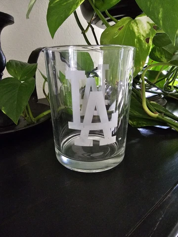 Los Angeles Dodgers 15 Oz. Double Old Fashioned Glass with Etched Dodgers Logo Cover