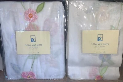 2 cortinas de bolsillo Pottery Barn Kids florales de vid transparente ~ 44" x 84" ~ nuevas ~ 1 abierto Foto 1 de 4