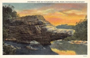 Postcard KY: Steamboat Rock, Laurel River, Kentucky, Vintage Linen, Unposted - Picture 1 of 2
