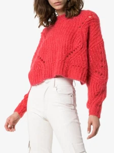 NWOT $770 ISABEL MARANT "Irren" Sweater SZ 38 Cropped Chunky Knit Red MAINLINE - Picture 1 of 10