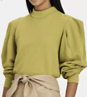 Nwt $168 Agolde X Anthropologie Anika Folded Sleeve Lg Green Pullover Sweatshirt