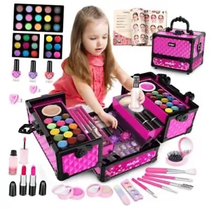 59 Pcs Kids Makeup Kit for Girl, Washable Play Makeup Toys Set for Dress Rose - Picture 1 of 7