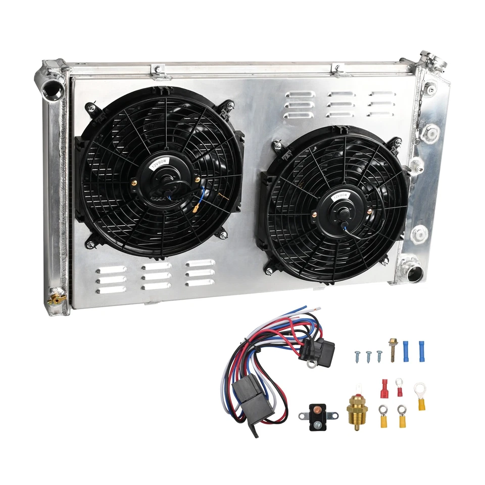 Ventilador y relé de radiador y cubierta de 3 filas para Chevy Camaro 1970-81/1978-87 Monte Carlo Foto 1 de 4