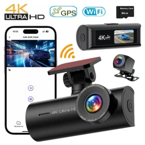 Grabadora de video 1080P visión nocturna WiFi GPS doble lente frontal y trasera cámara de tablero 4K - Imagen 1 de 14