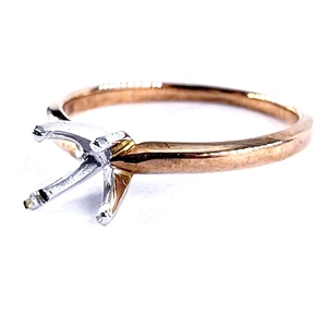 *NUEVO* Anillo de Compromiso Solitario de 4 Puntos Oro Rosa de 10 K Talla 7 Redondo Desestablecido - Imagen 1 de 10