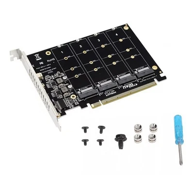 M.2 NVME SSD To PCIE X16 Adapter 4 Port NVMe To PCI-e Host Expansion Card - Image 1 of 4