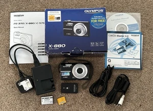 Olympus X-880 8MP Digital Camera Black 5x Optical Zoom Charger Battery & Extras - Picture 1 of 12