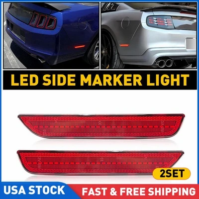 For 2010-2014 Ford Mustang Red Lens Rear Red LED Side Marker Lights 4PCS - Image 1 of 4