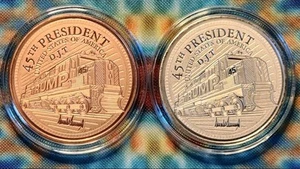 RARO TREN TRUMP 2020 1 OZ .999 redondo de plata fina con cobre retirado/agotado - Imagen 1 de 2