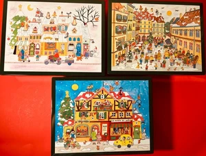3 Vintage Tins Yoku Moku Japanese Christmas Santa Scene Empty Boxes No Cookies - Picture 1 of 7