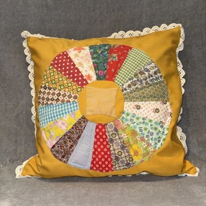 Handarbeit Dekokissen Vintage Patchwork Quilt Kaliko Drucke Blumen 13” x 13” 🔥 - Bild 1 von 5