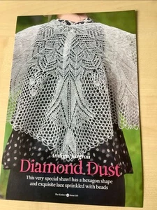 DIAMOND DUST - Hexagon lace & bead shawl - Knitting Pattern by ANDREA. JURGRAU - Picture 1 of 5