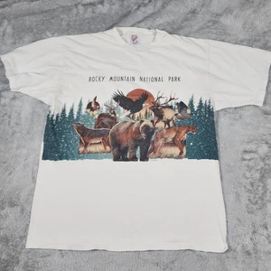 VINTAGE Rocky Mountain Nationalpark Shirt Herren XL Wildlife Bär Adler Wolf 90er - Bild 1 von 14