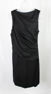 Vestido para mujer Helmut Lang negro mezcla de lana cuello redondo sin mangas plisado talla 10 Foto 1 de 4