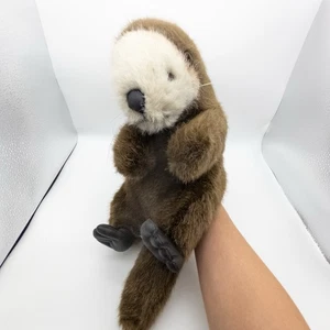 Cuerpo realista Dakin 1995 peluche nutria marina marioneta de mano 18 cabeza a cola - Imagen 1 de 10