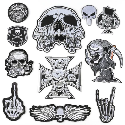 11 Pcs Skull Embroidered Sew On Iron On Patch Badge Fabric Clothes Vest Transfer - Image 1 of 4