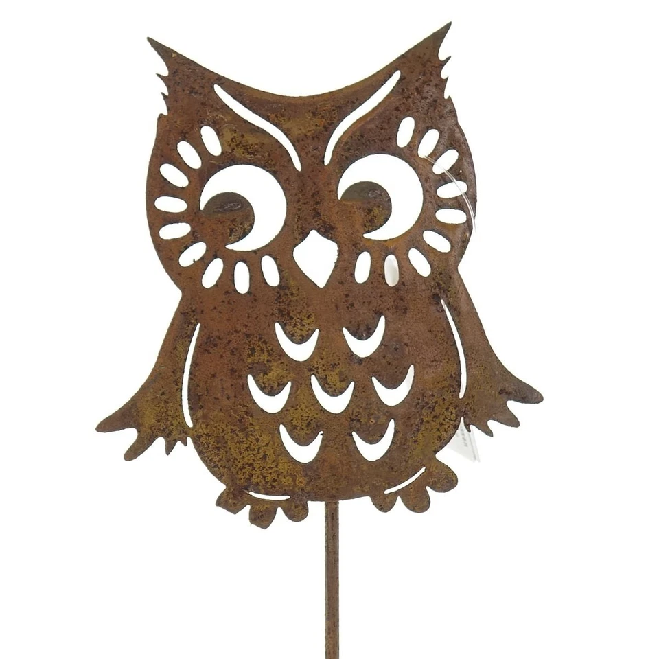 SCHEULEN Pflanzenstecker Eule Flügel nach außen mit Rostfinish 35 cm - Metall - Bild 1 von 1