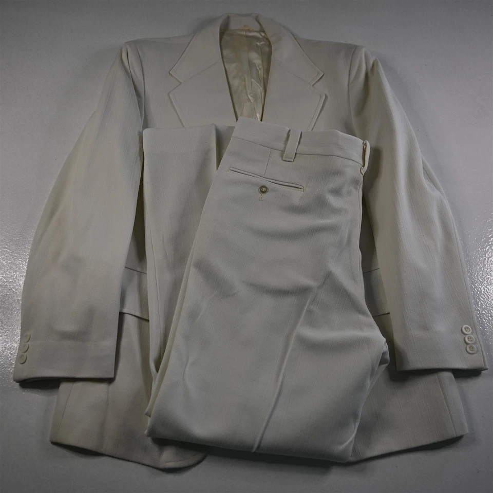 De Colección Hecho en EE. UU. McGregor 46R 38x34 Marfil Blanco Hombres Chaqueta Pantalones Traje Foto 1 de 4
