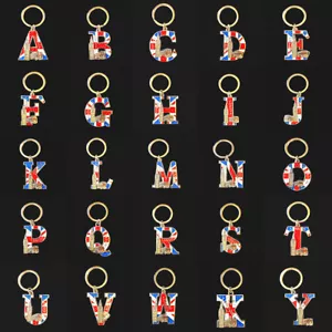 Alphabet Keyring Name Initial Letter Keychain A to Z Souvenir UK Landmark Gift - Picture 1 of 64