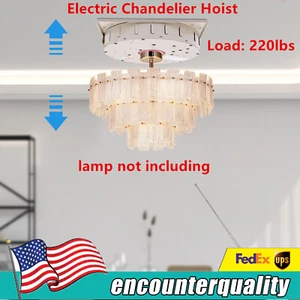 200W Chandelier Lifter Remote Control Chandelier Hoist Lifter System 220lbs Load - Picture 1 of 20