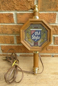 Vintage Heileman's Old Style Beer, Faux Stained Glass, Lighted Wall Sconce - Picture 1 of 15