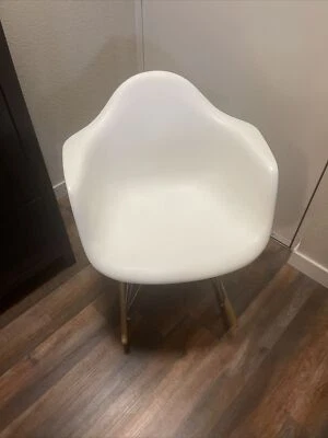 Modway Mid-Century Modern Molded Plastic Kid's Size Lounge Chair Rocker in White - Image 1 of 4