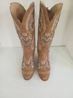 Erocalli Brown Cowgirl Boot  for Women Embroidered Pull-On size 37/ 7