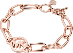 NEW MICHAEL KORS ROSE GOLD TONE CHAIN LINK CIRCLE LOGO BRACELET MKJ7745 - Picture 1 of 1