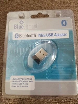 Bluetooth Mini USB Adapter Blue Diamond Class 2 Spec v 2.1 USB v1. 1/2.0 - Image 1 of 2